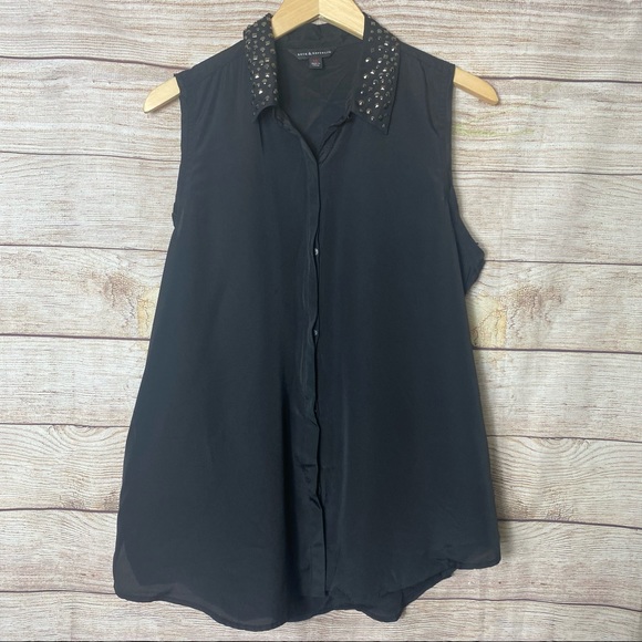 Rock & Republic Tops - Rock & Republic | Balck Studded Neck Sleeveless Blouse